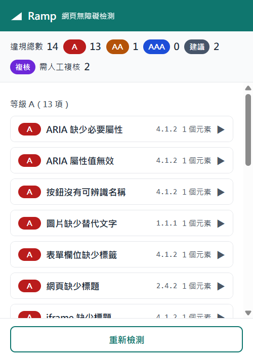 Ramp 檢測結果畫面